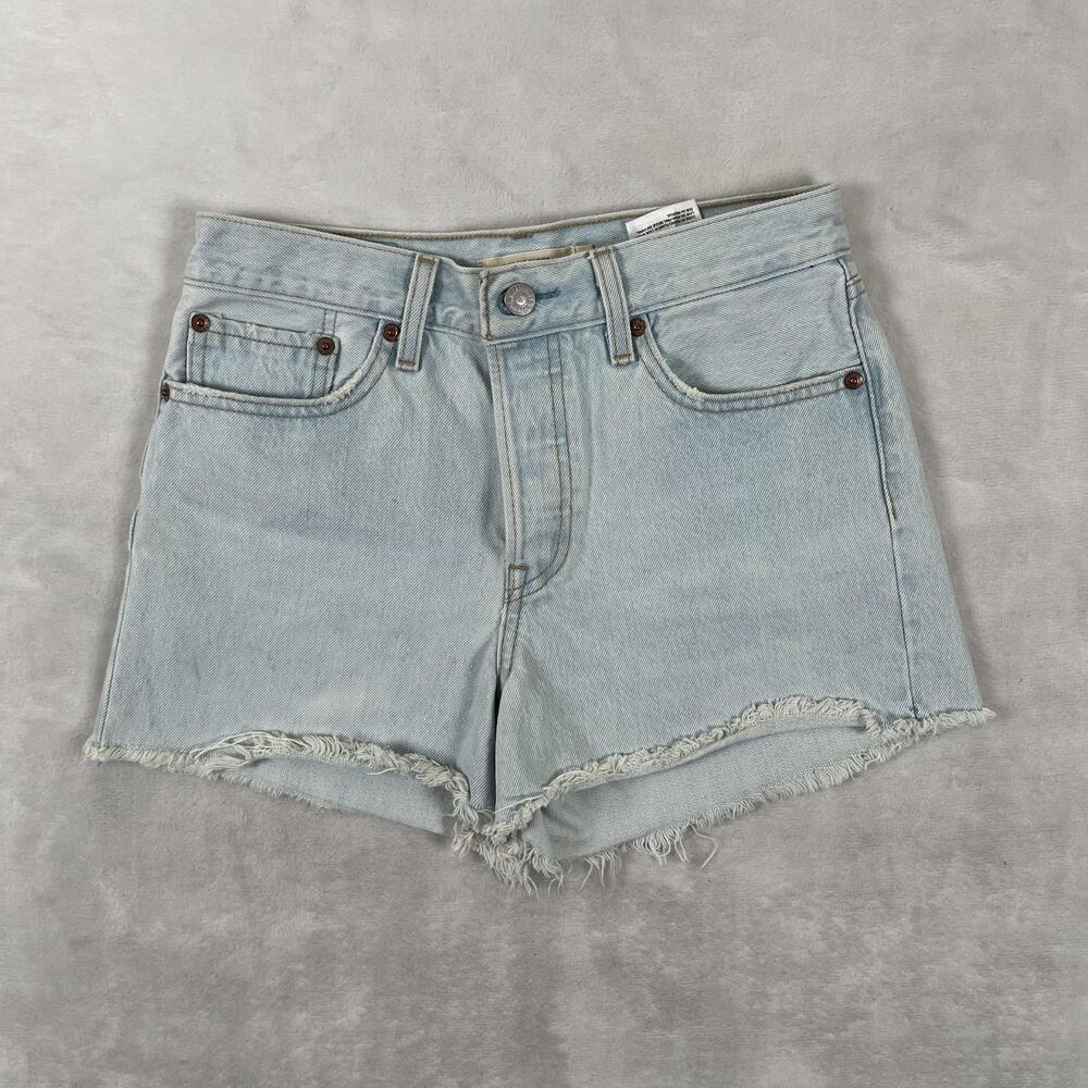 Levi's Premium Wedgie Shorts Womens 27 Blue Denim Cutoff Raw Hem Casual Summer